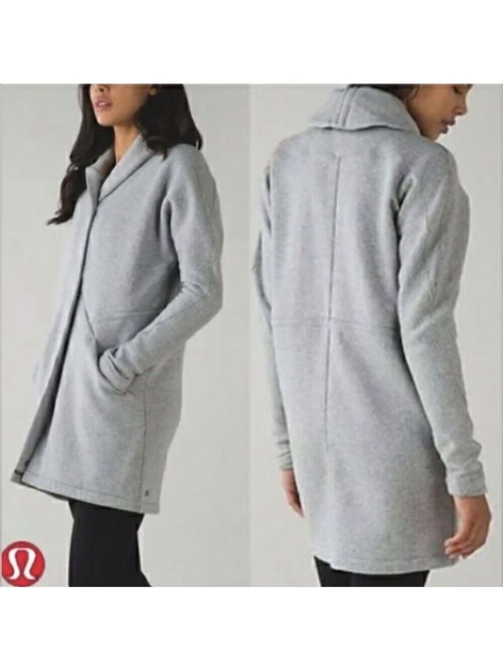 Lululemon &go Take You There Wrap Cardigan Cotton Fleece Heathered Grey Size 6